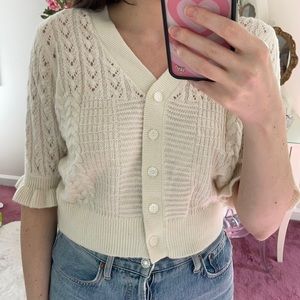 & other stories knit ruffle sleeve cardigan